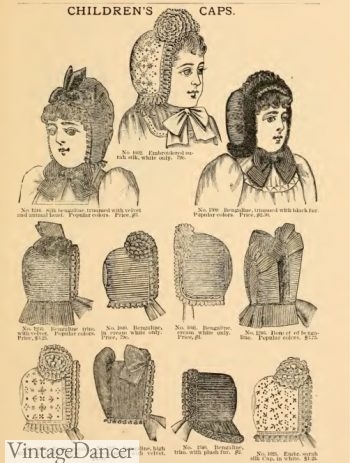 1894 Victorian girl's bonnets, infant hats