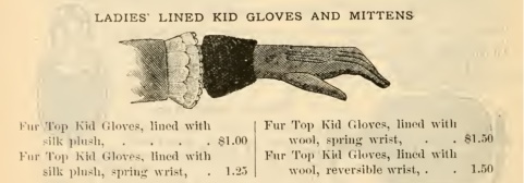 1895 fur lined and cuffed  gloves