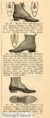 Victorian men's boots 1895 1890s lace up 
