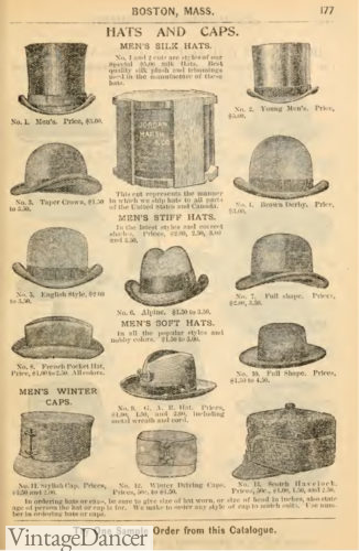 Victorian 1895 mens hats