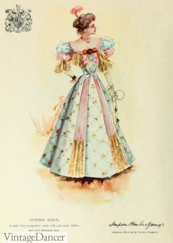 1896 volume sleeved ballgown 1890s Victorian Edwardian mutton sleeve evening dress