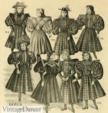 1896 plaid girls dresses & victorian clothing outfits