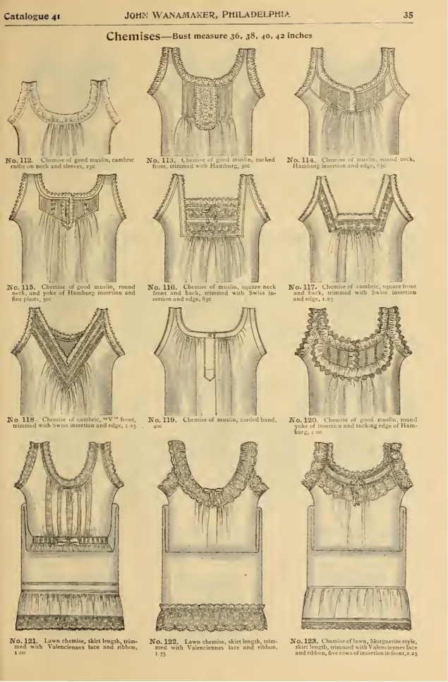1896 Chemise underwear lingerie Victorian era women ladies fashion
