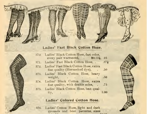 Victorian Edwardian stockings, socks - 1897 Stockings- Black or white cotton hose