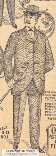 1890s mens single breasted suit for bog and tall size men