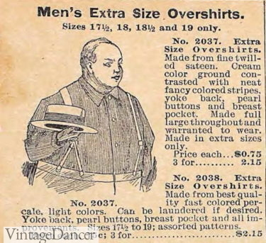1890s big men fat man dress shirts