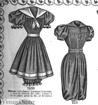 1887 swimsuits and gym suit (knickerbockers suit)