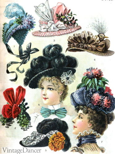 1898 Spring Hats Victorian era Edwardian 1890s