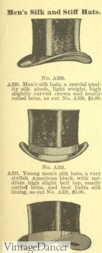 1900 Top Hats mens silk top hats