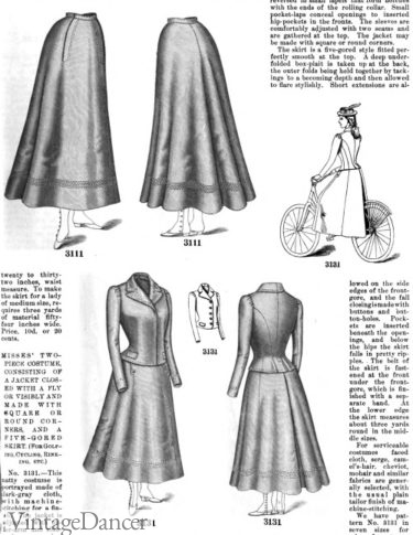 1899 bicycle skirts and suit