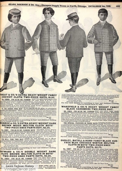 1890s Boys and Teenage clothing fashion suits 