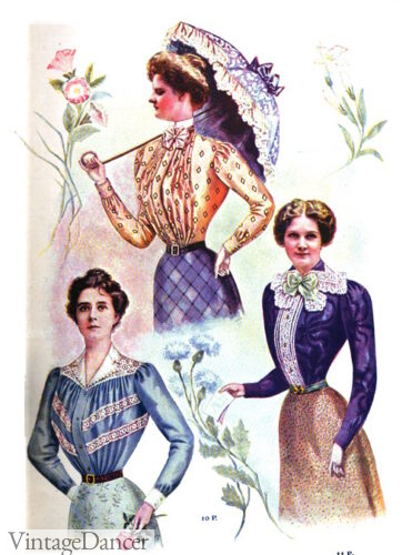 1890s 1900s lace blouses color