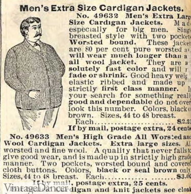 1890s1900s fat big men cardigan sweater plus size