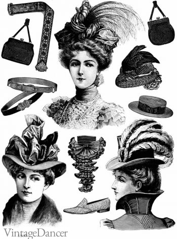 1899 Victorian Hats and Accessories at VintageDancer