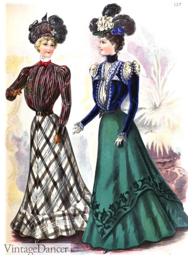 1899 skirt and blouses, non matching Edwardian Gibson girl