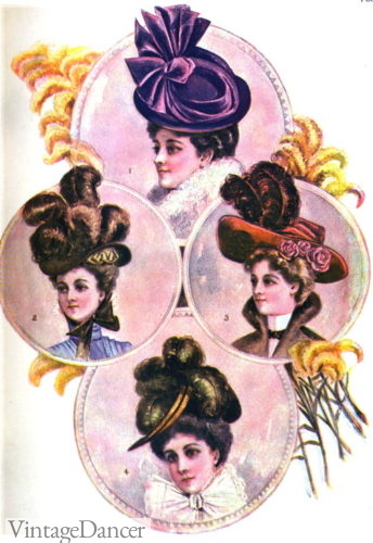 1899 Winter Hats Victorian Edwardian era