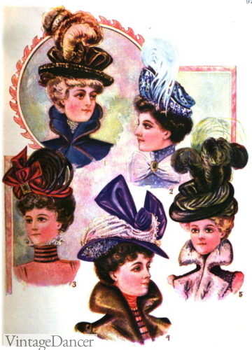 Edwardian hats 1900 winter styles headwear