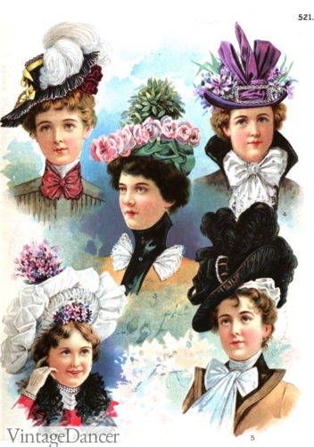 Edwardian hat fashion 1900s woman hats in color