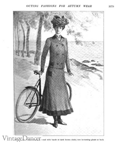 1900 biking outfit clothes women Edwardian era 1900s