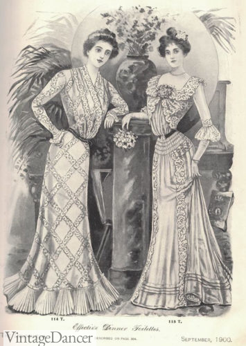 Edwardian 1900 dinner dresses evening at VintageDancer