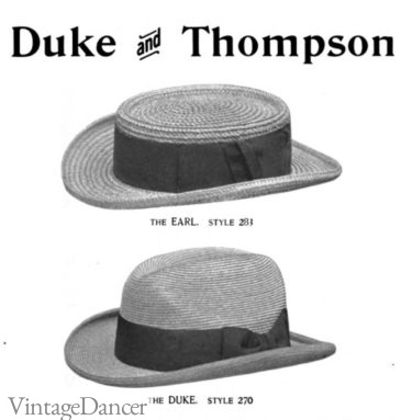 1900 boater and fedora style straw hats