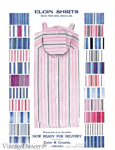 Mens Edwardian 1900s stripe shirt color combinations