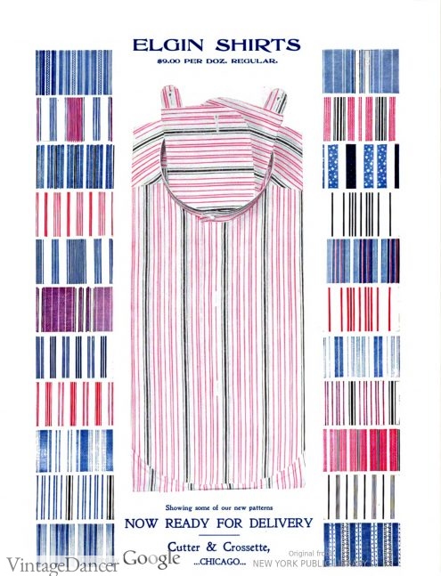 1900 men's stripe shirt patterns