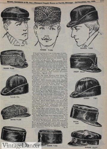 1900 fur winter caps working class men hats