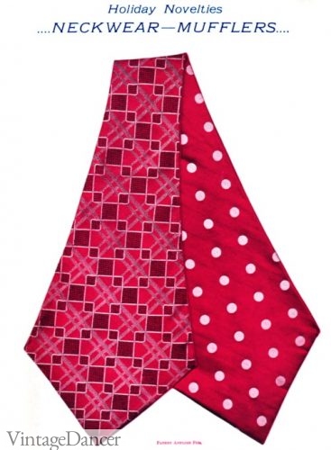 1900 red muffler tie with polka dot back Edwardian