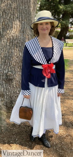 1915 Sailor themed summer costume Edwardian outfit
