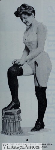 1901 garter clips corset stockings Edwardian women's hosiery