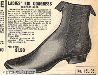 1900s Edwardian chelsea Congress boots shoes women
