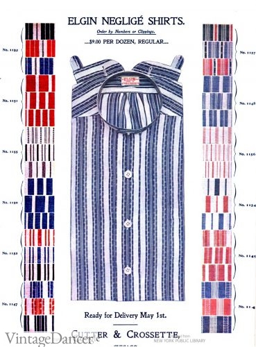 Edwardian mens 1901 stipe shirt color combinations