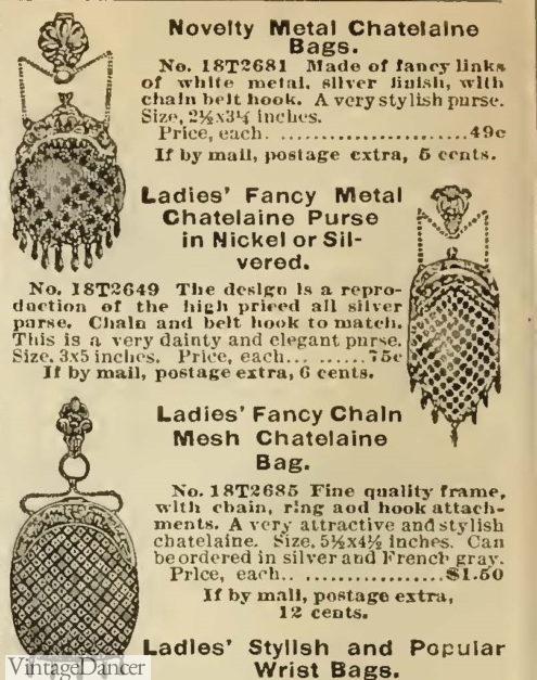 1902 metal mesh chatelaine bags