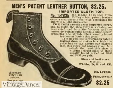 1902 mens wool top and patent leather button boots