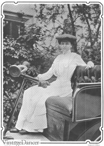 Edwardian era dress 1902 driving in a car motorist