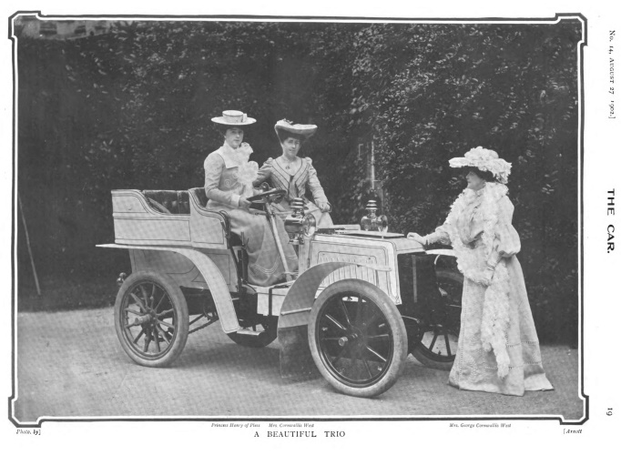 1902 three women motorists who never dressed like this while driving a car, only for photos