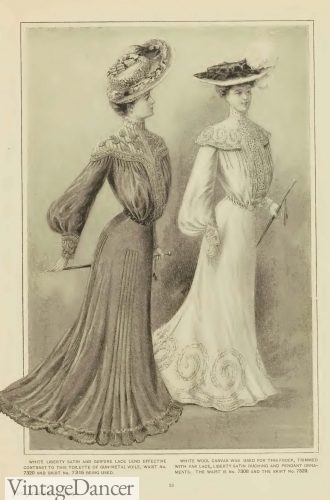 1903 plain neck, V bodice, low waist- ideal dresses for plus figures plus size curvy