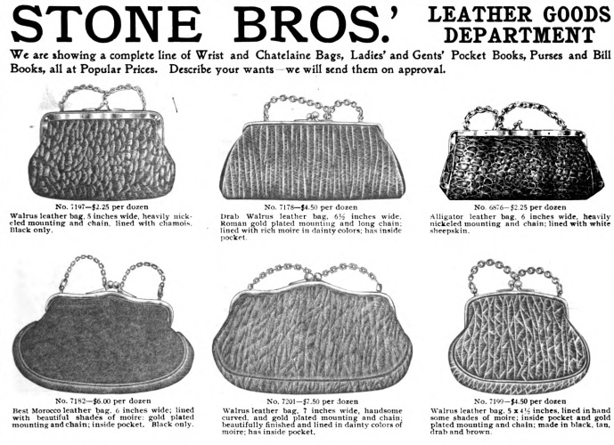 Edwardian Handbags, Purses History 1900 1910s