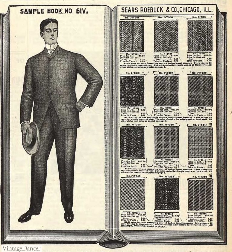 1900 - 1910s Edwardian Men's Fabric Swatches from Sample Books
