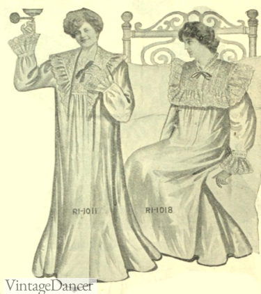 Edwardian nightgowns sleepwear 1900s winter nightgowns