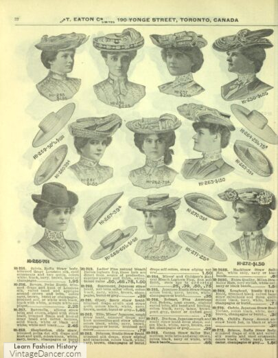 1904 women's hats simple designs Edwardian era 1900s