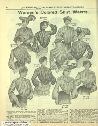 1904 blouses women's Edwardian fashion
