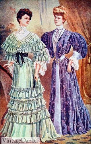1904 tea dresses color Edwardian era