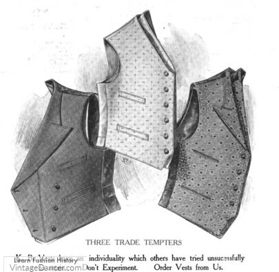 1904 men's vests Edwardian era 1900s