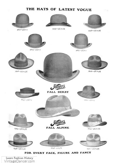 Edwardian era 1900s mens hats 1904