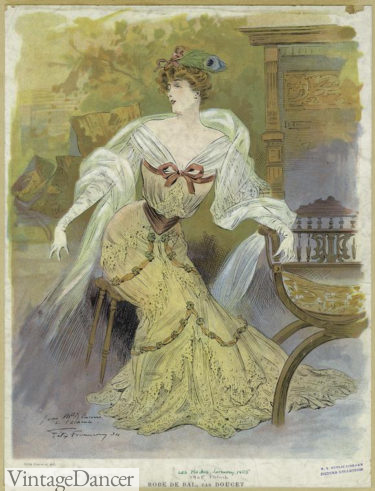 1904 robe de bal evening dress Edwardian