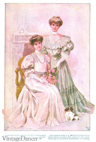 Edwardian era dresses 1905 fancy afternoon and evening gowns