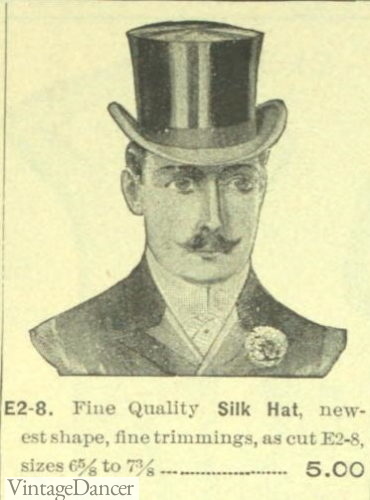 1905 silk top hats Edwardian mens hats 1900s hats guys