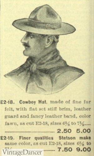 1905 Cowboy hat mens Wetsern working hat